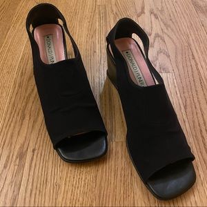 Vintage 90s/Y2k Donald J. Pliner Wedge Sandal Black 10N